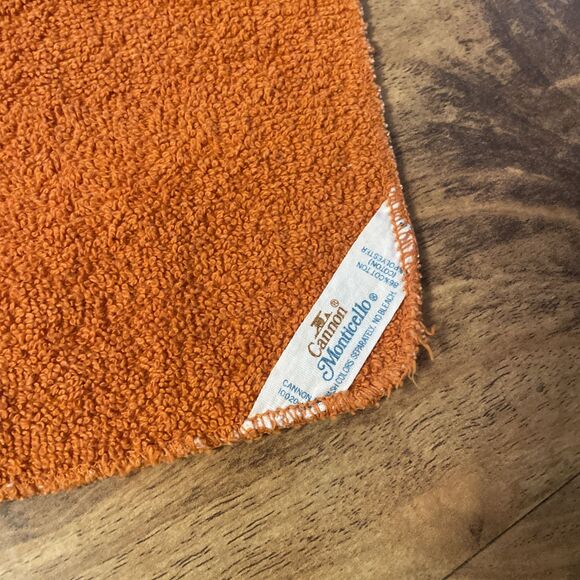 Vtg Cannon Monticello Santa Cruz Towel Cloth Set Burnt Orange Sculpted Fringe 4 - Picture 3 of 11